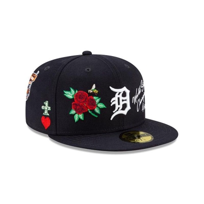 Blue Detroit Tigers Hat - New Era MLB Icon 59FIFTY Fitted Caps USA8742106